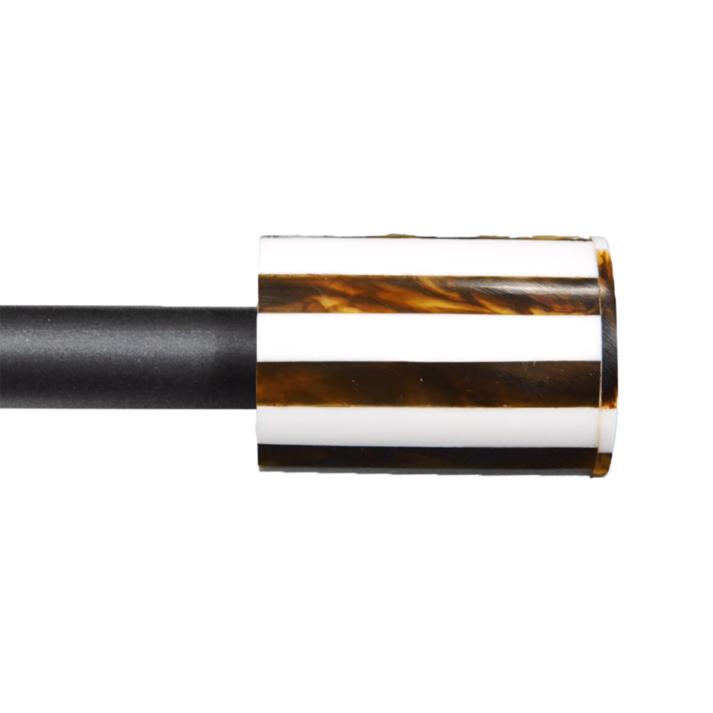 Madison - Champagne Walnut w/ Black and White Victorian Farmhouse Curtain Rods