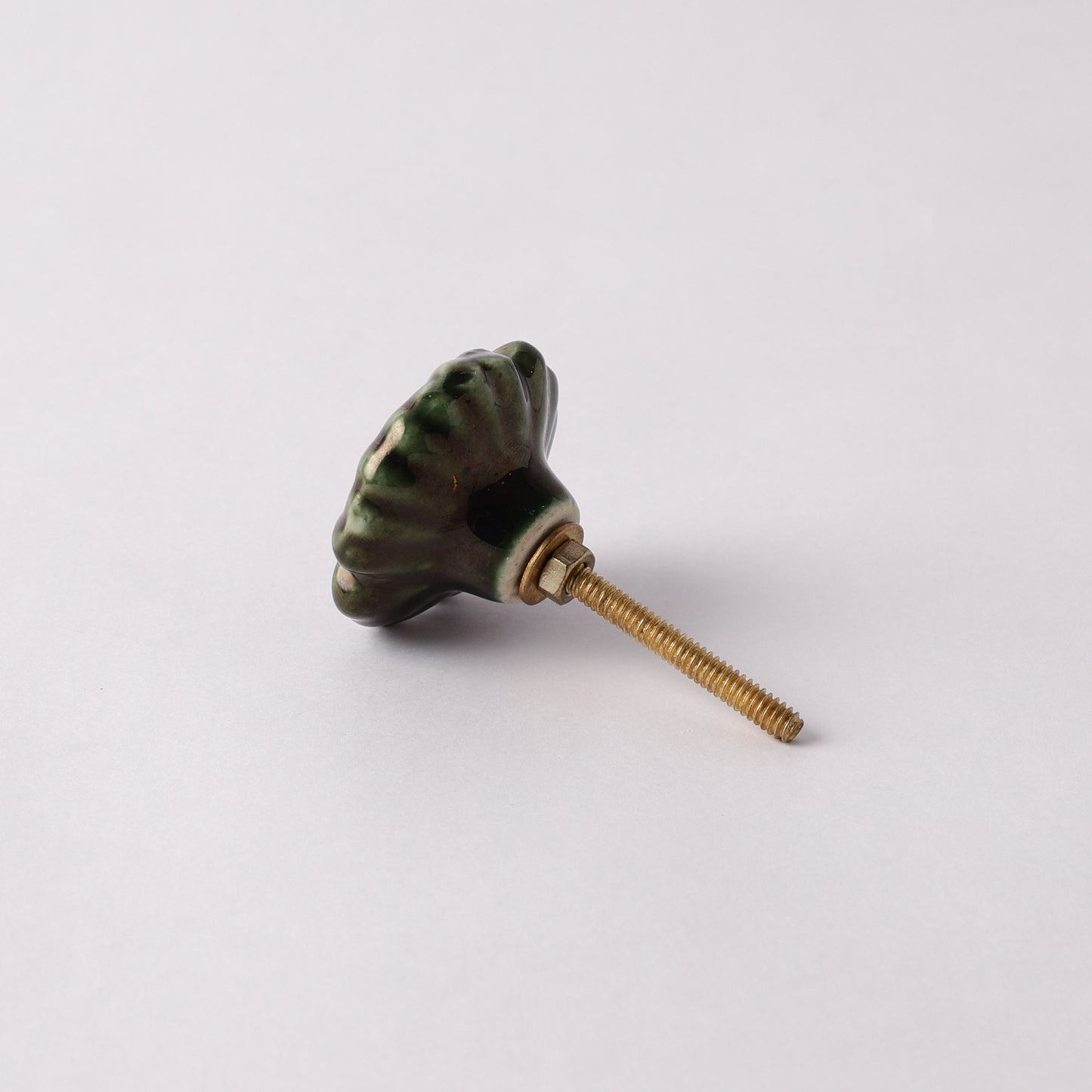 Bronzed With an Aged Green Floral Ceramic Pull Knobs (C4)