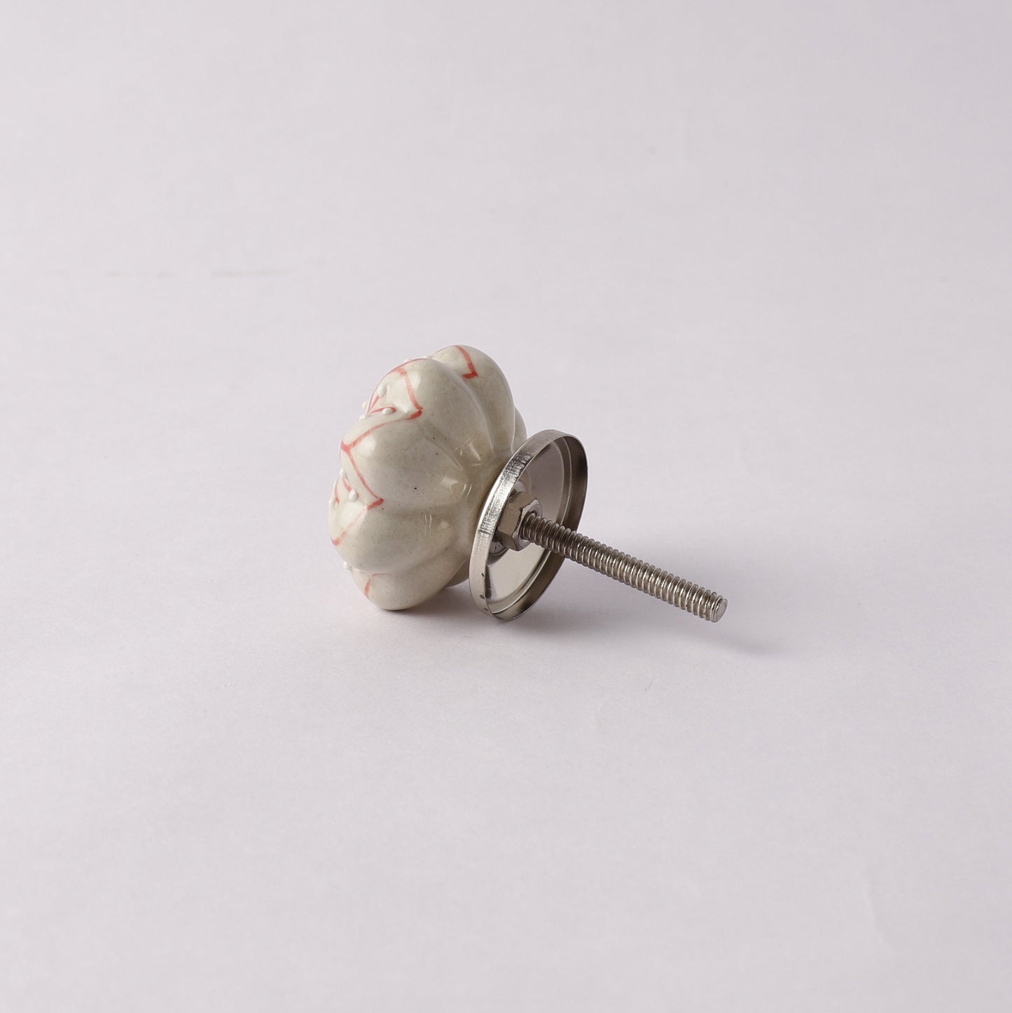 Classic Style Red and Blue Floral Ceramic Pull Knob (C8)