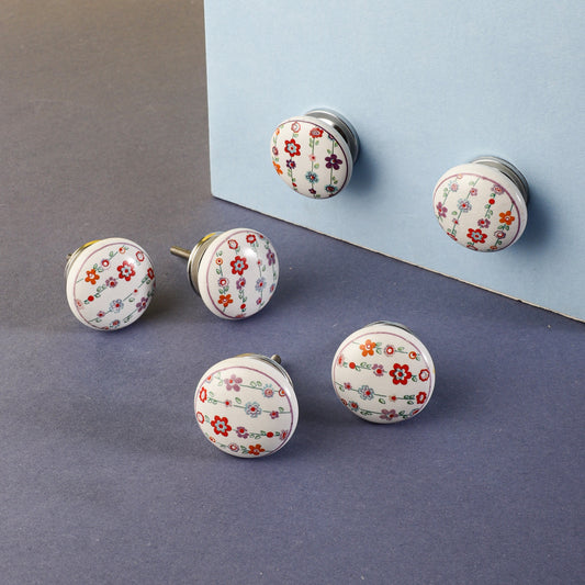 Button Flower Style Ceramic Pull Knob (C20)