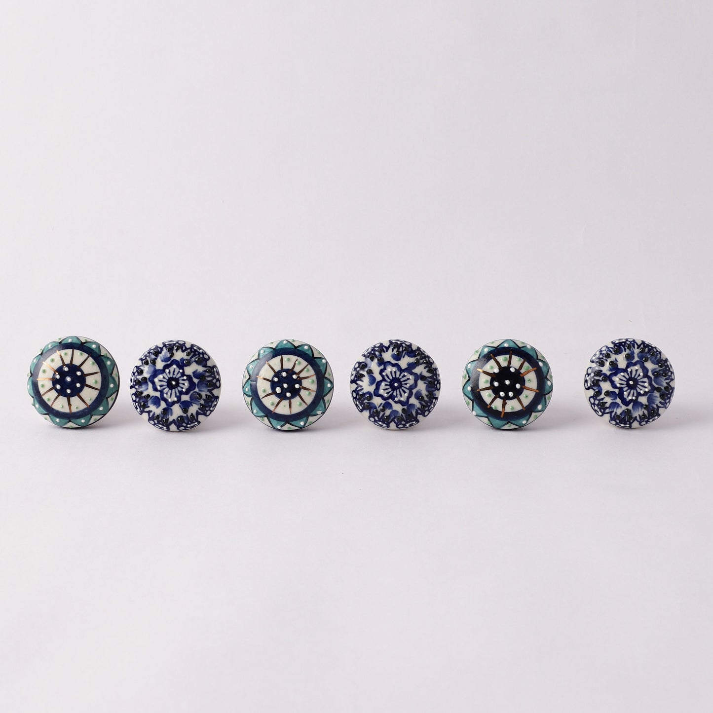 Classic Style Teal and Blue Ceramic Pull Knobs (C25)