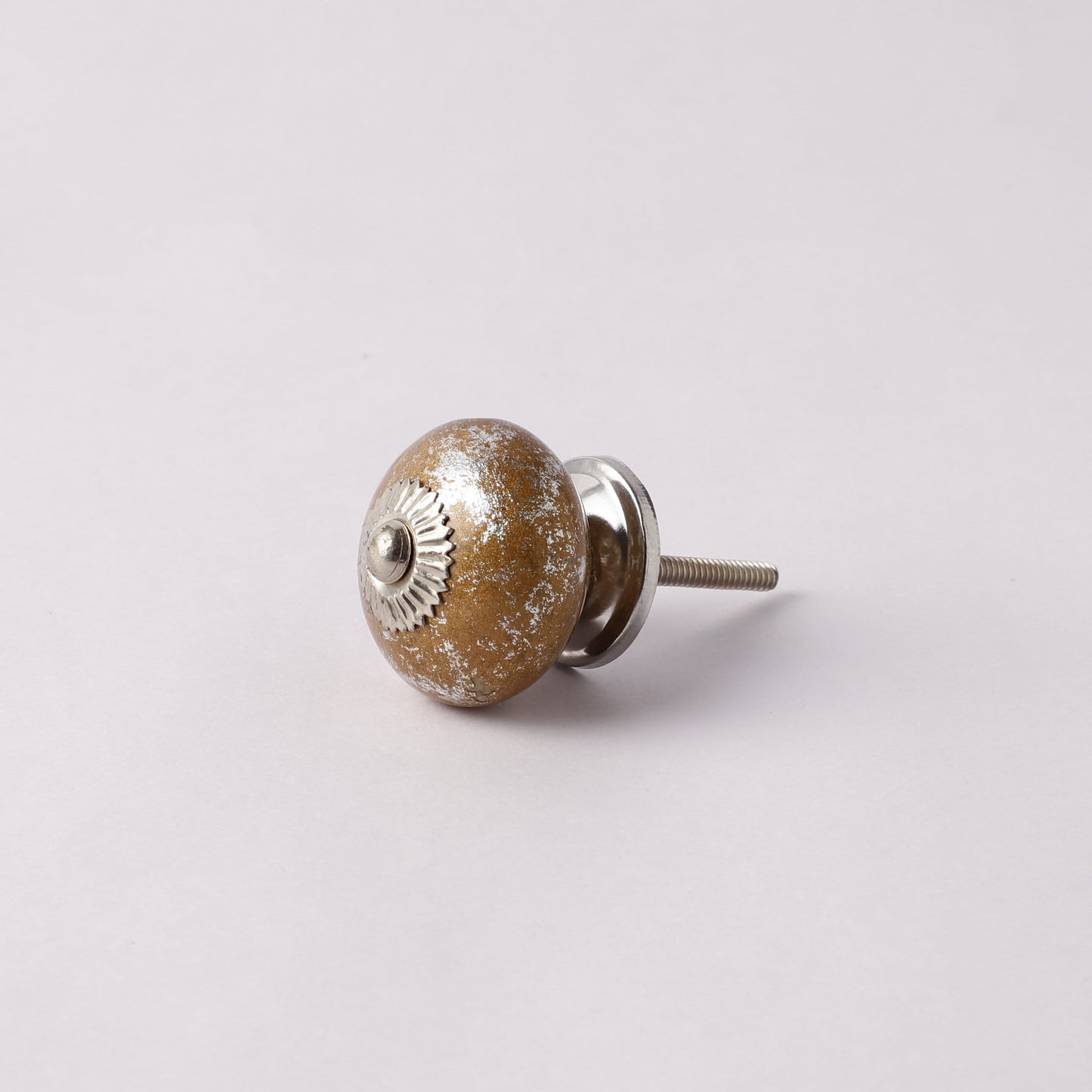 Weathered Brown and Distressed Beige Ceramic Pull Knob (C2)