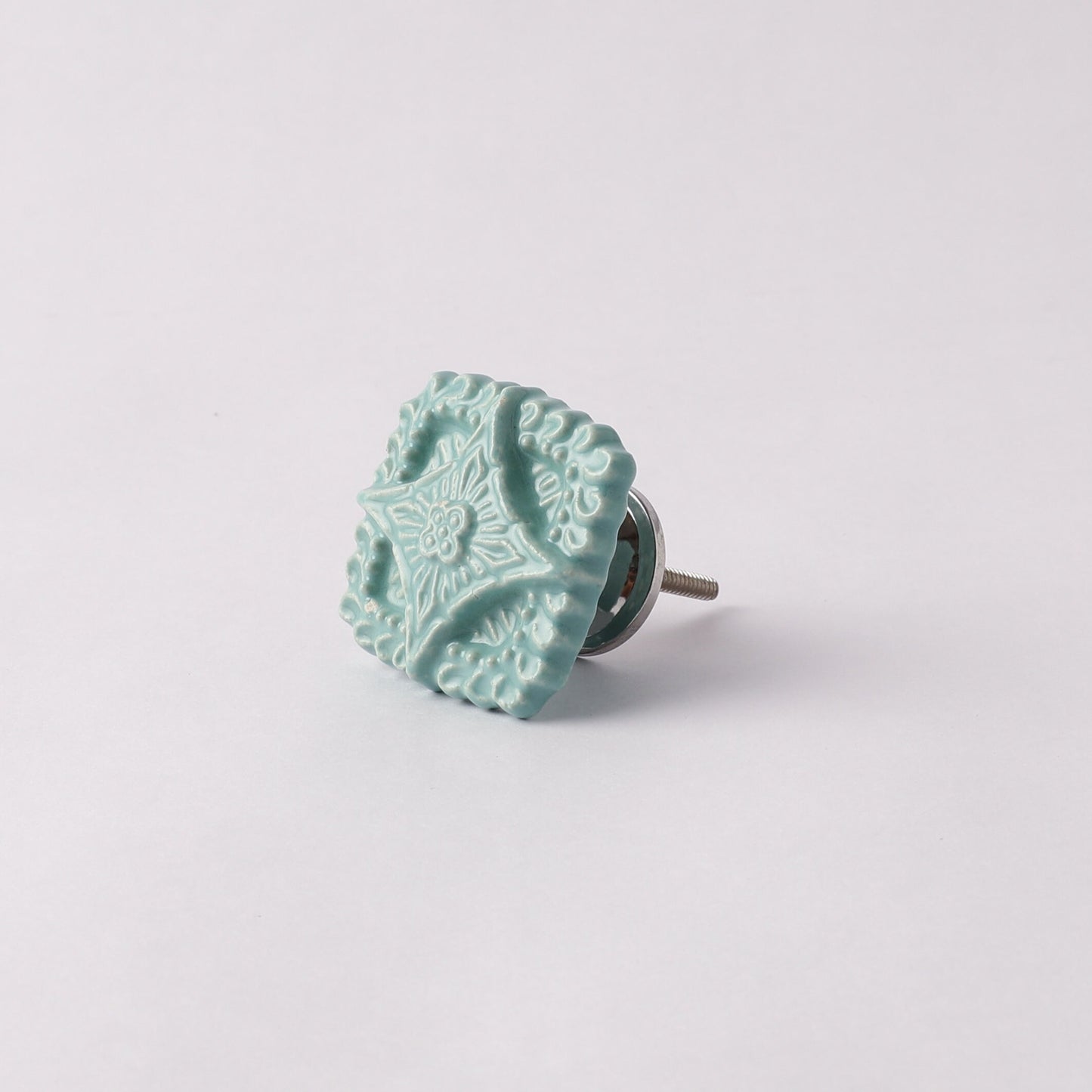 Teal and Pink Square Style Ceramic Pull Knob (C3)