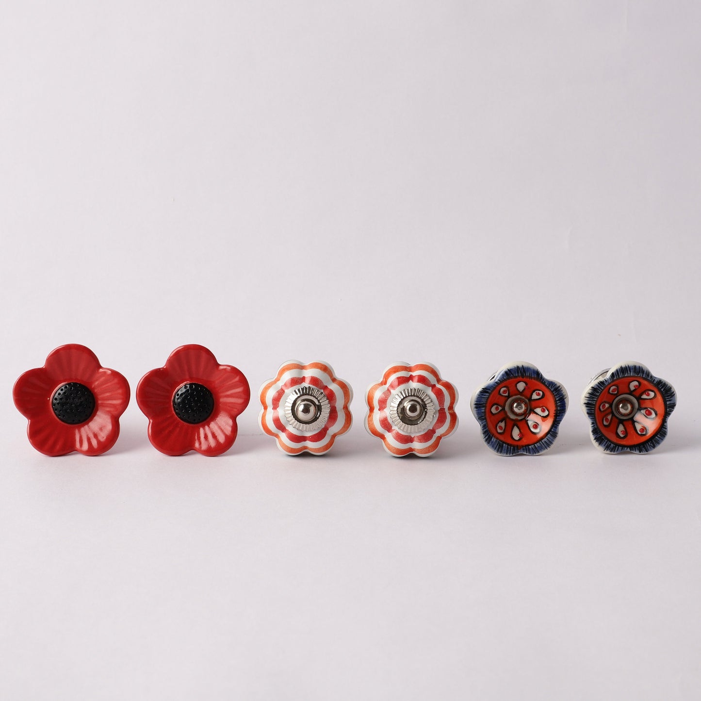 Red Floral with Classic Style Ceramic Pull Knobs (C14)
