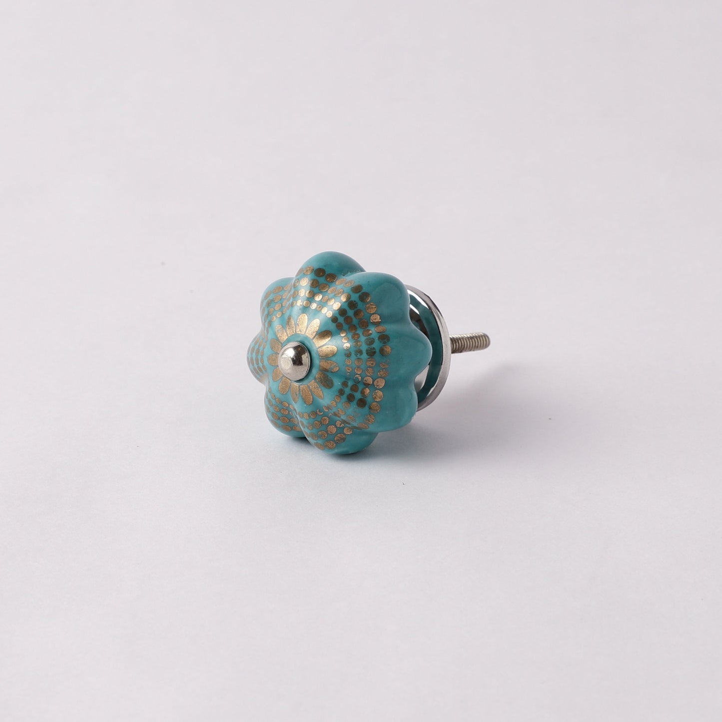 Classic Style Teal, White and Gold Ceramic Pull Knobs (C27)