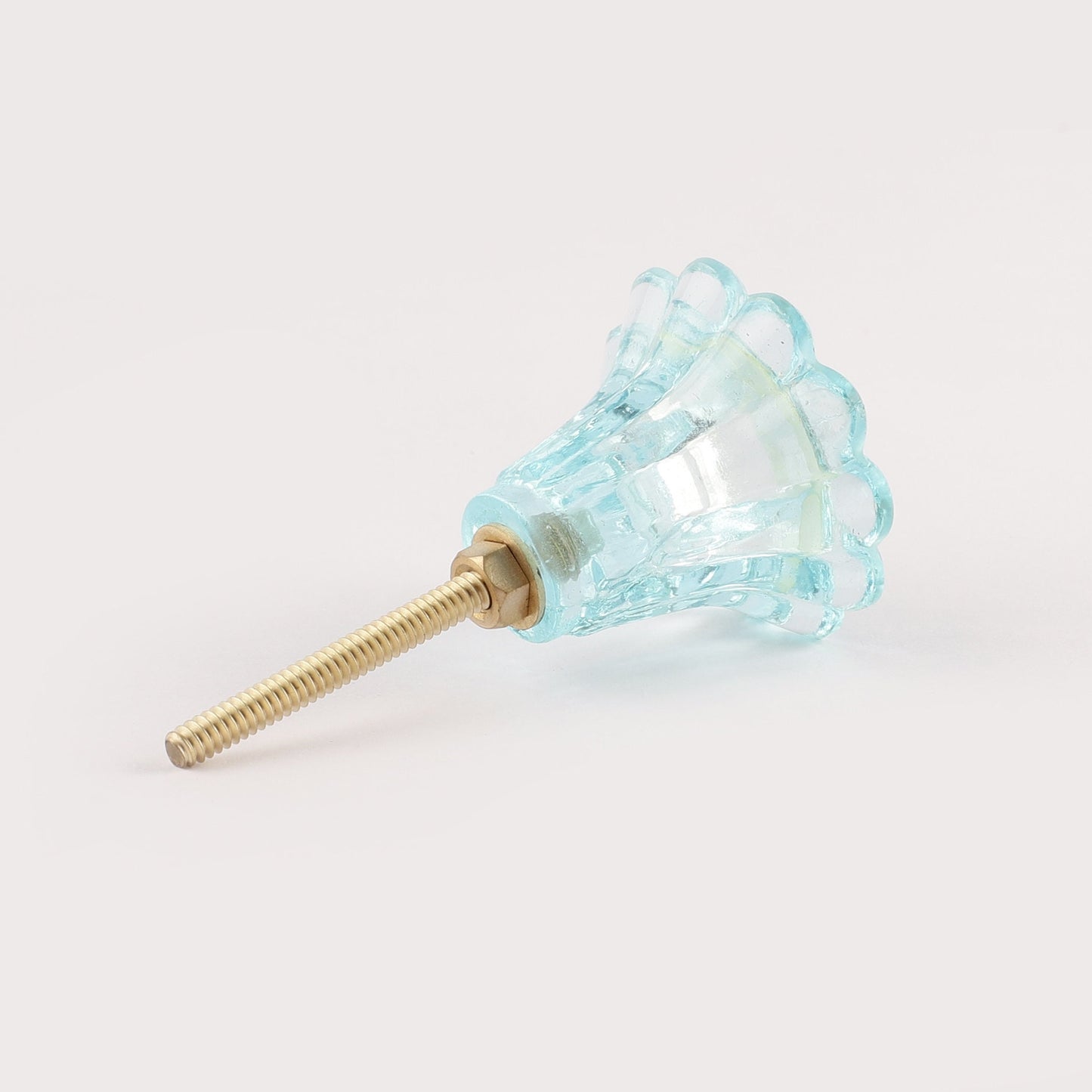 Aqua Glass Floral Pull Knobs (G14)