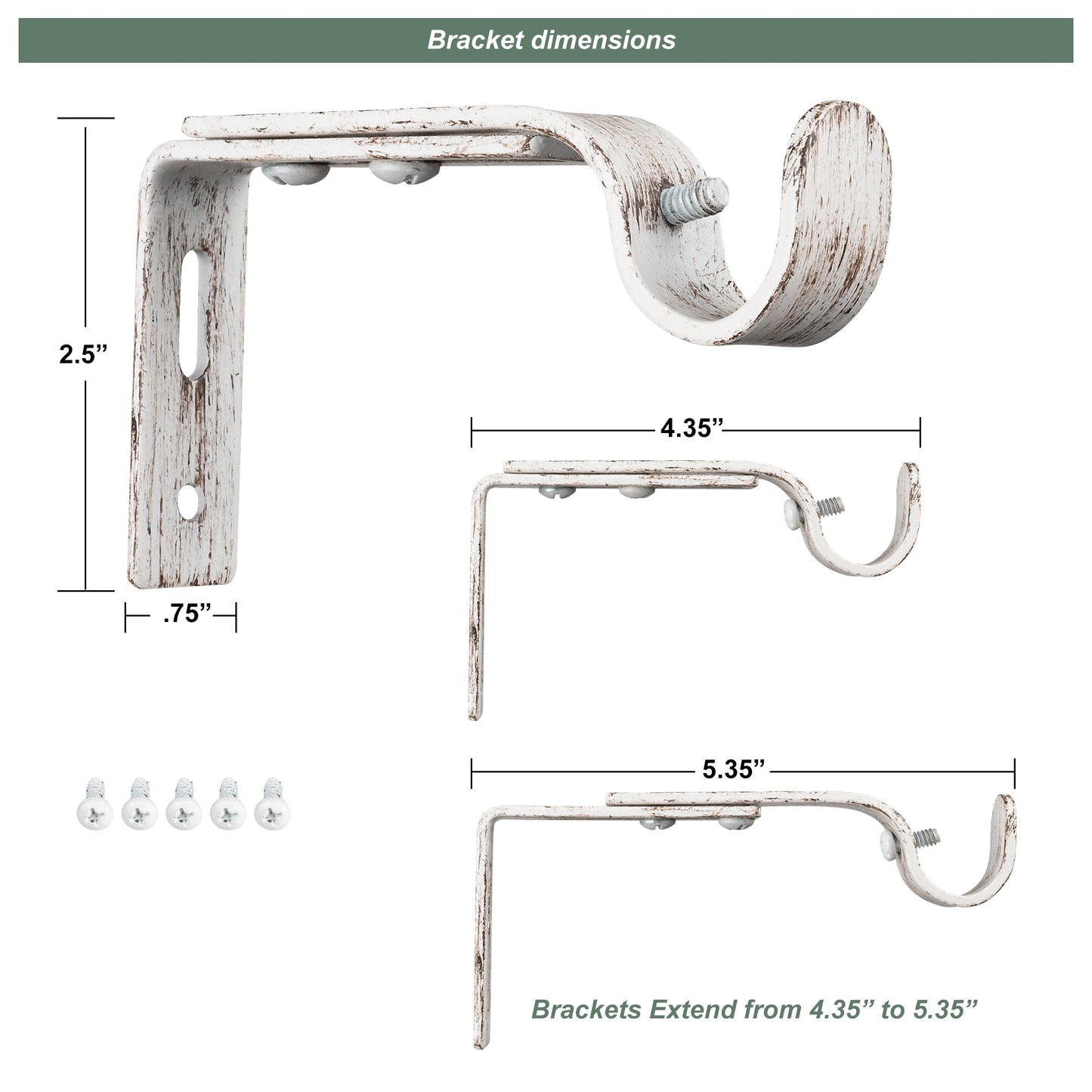 Distressed White Barrel - Modern Farmhouse Curtain Rods