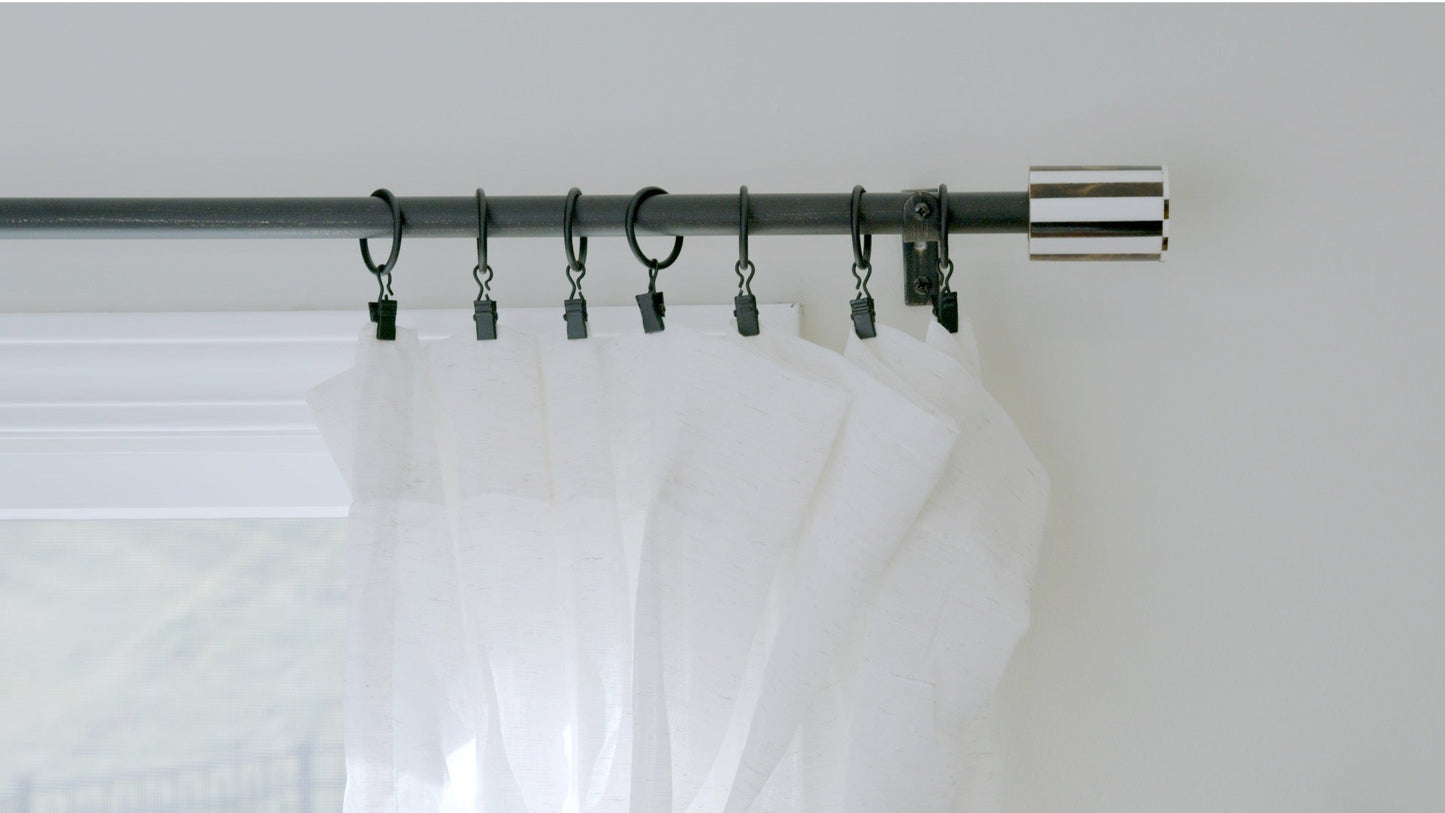 Madison - Champagne Walnut w/ Black and White Victorian Farmhouse Curtain Rods