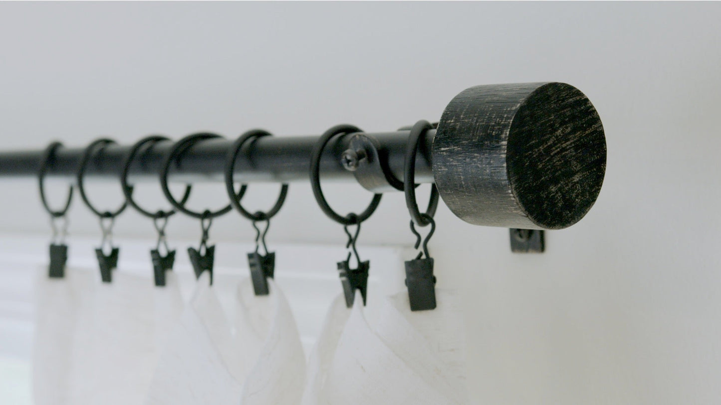 Distressed Black End Cap Modern Farmhouse Curtain Rods