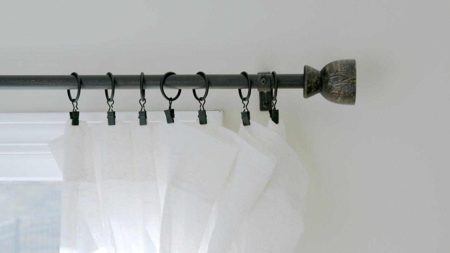 Urn - Distressed Black Modern Farmhouse Curtain Rods