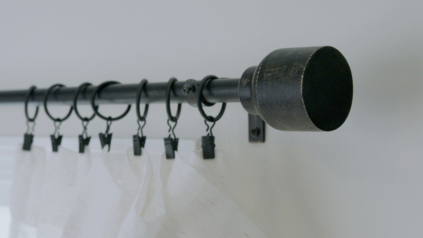 Matea - Distressed Black Modern Farmhouse Curtain Rods