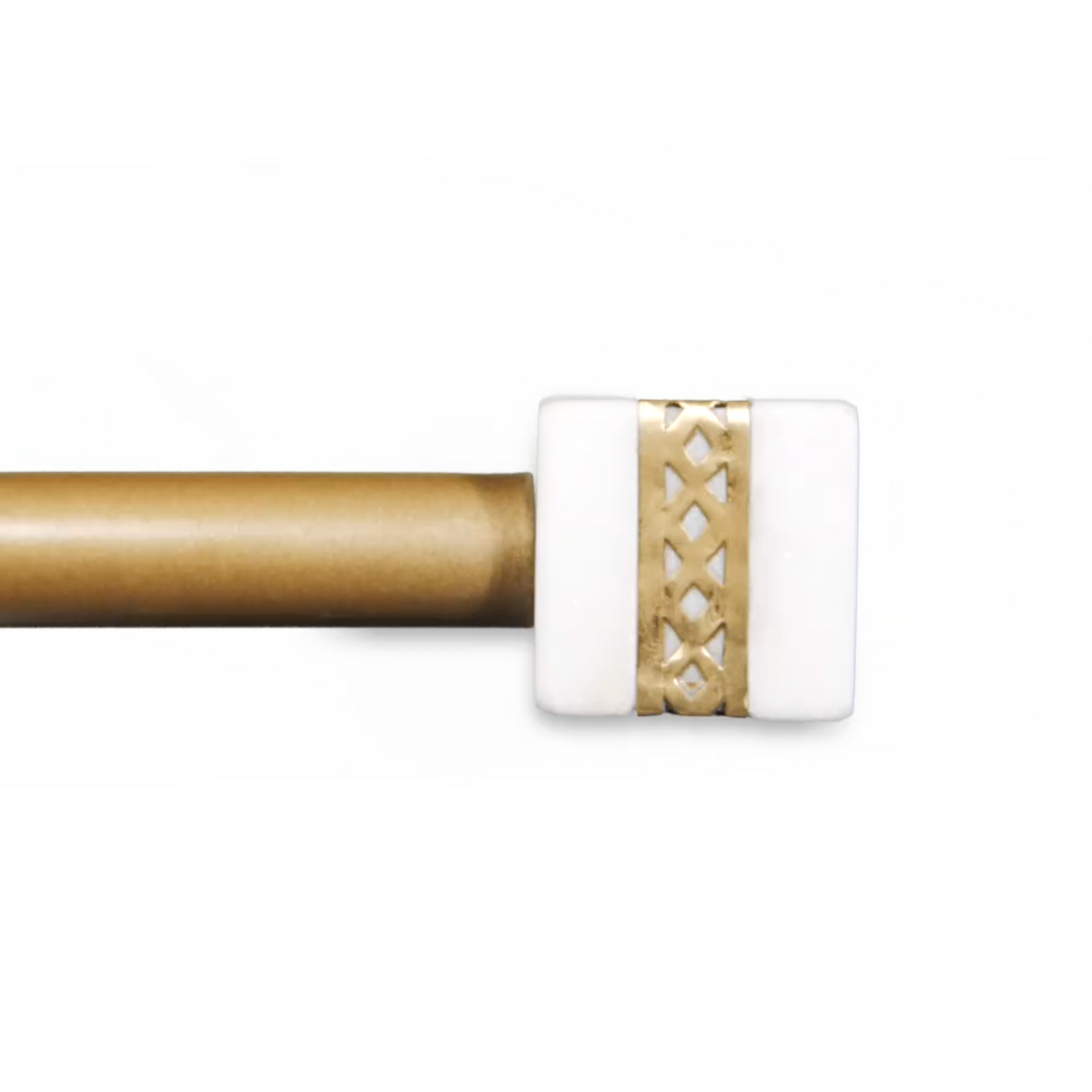 Brass & White Marble Square Cap Modern Curtain Rods