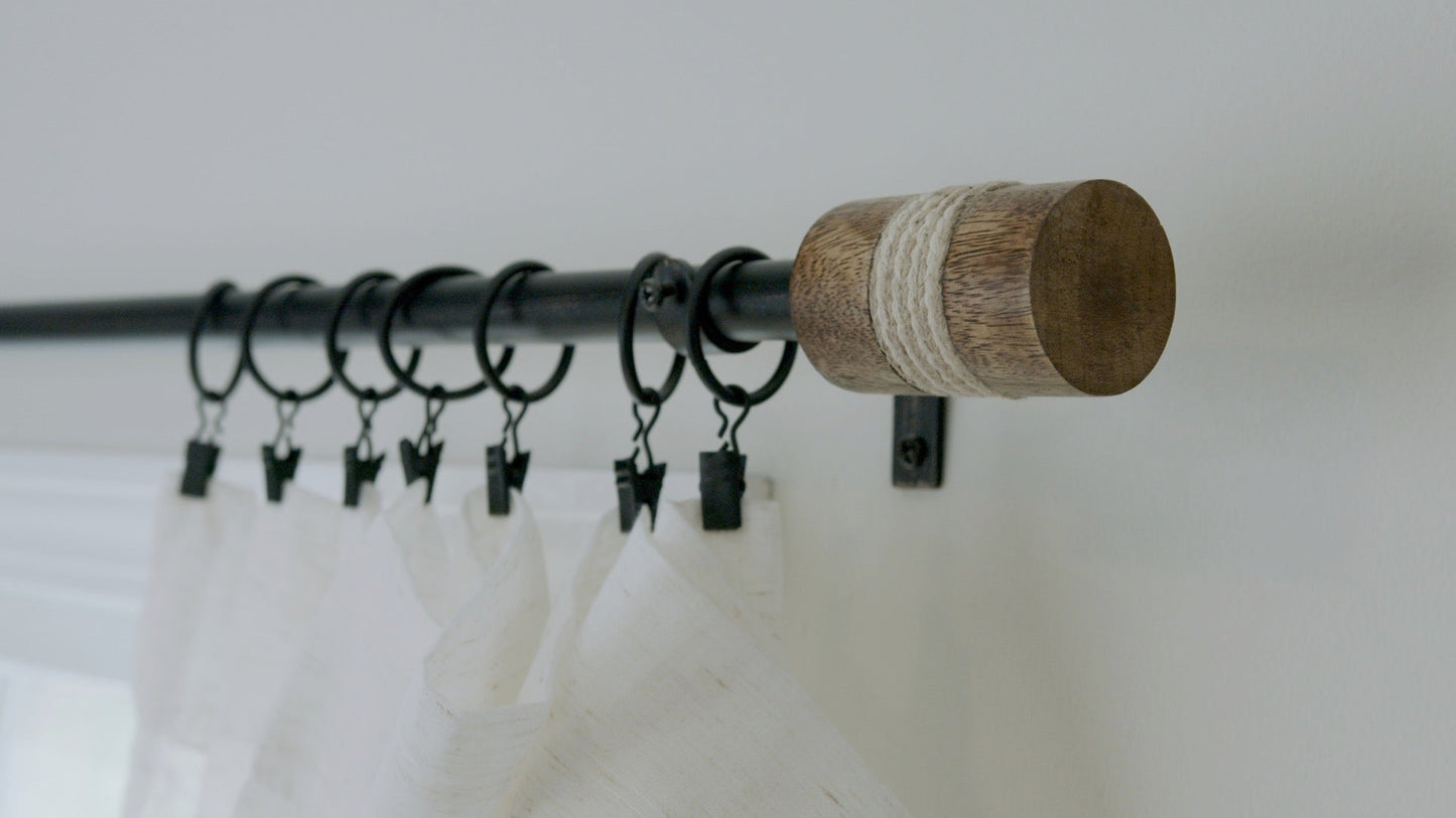 Dinah - Modern Farmhouse Natural Wood w/ Rope Curtain Rods
