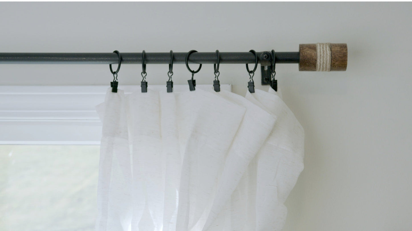 Dinah - Modern Farmhouse Natural Wood w/ Rope Curtain Rods