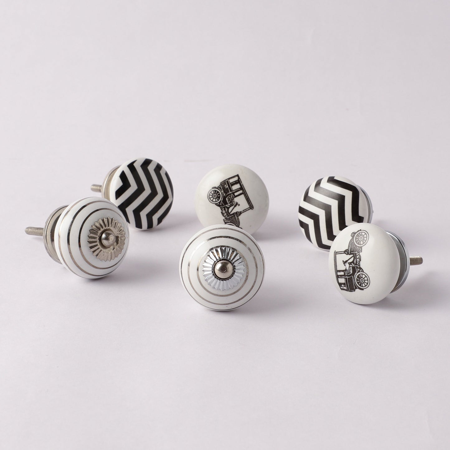 Black and White Antique Car Style Ceramic Pull Knobs (C6)